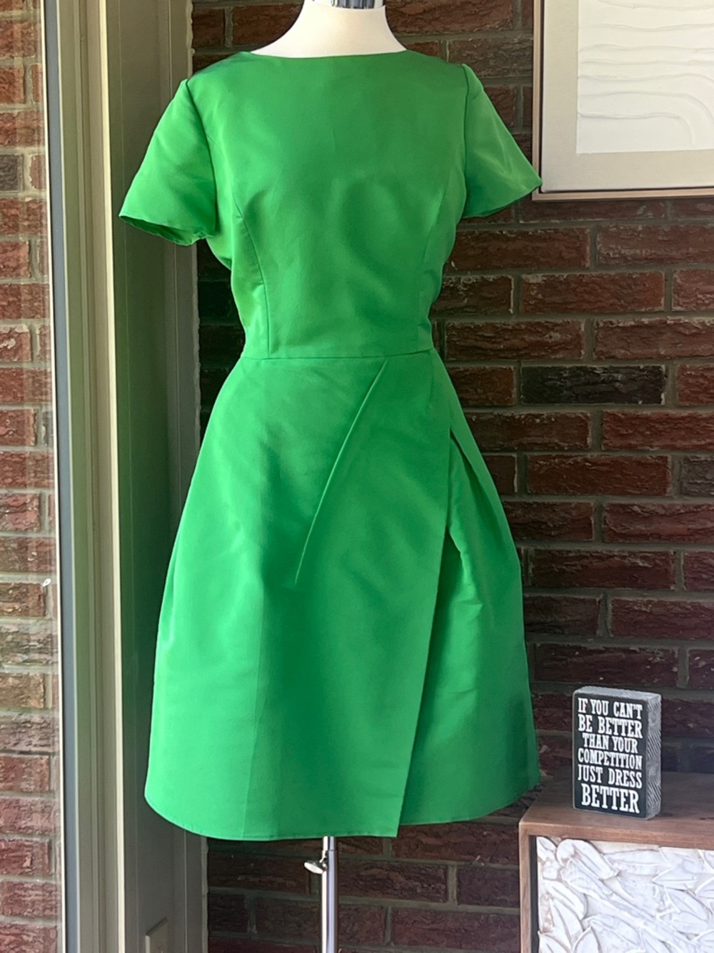 Carolina Herrera Chalet Bateau Neck Silk Faille Dress Size 14 NWT - Picture 6 of 10